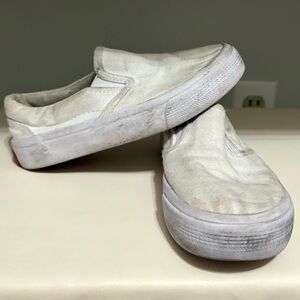 Kids Slip-On White Shoes Opoee Girls White Slip-On Sneakers – Toddler Size 10